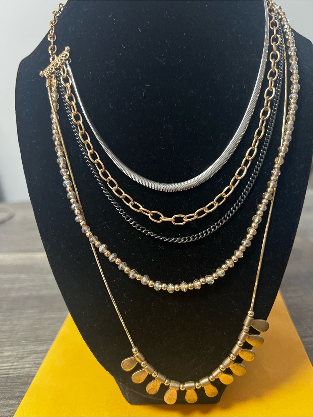 Coach Multi-Layer Mixed Metal Necklace Set - Gold and Silver Tones